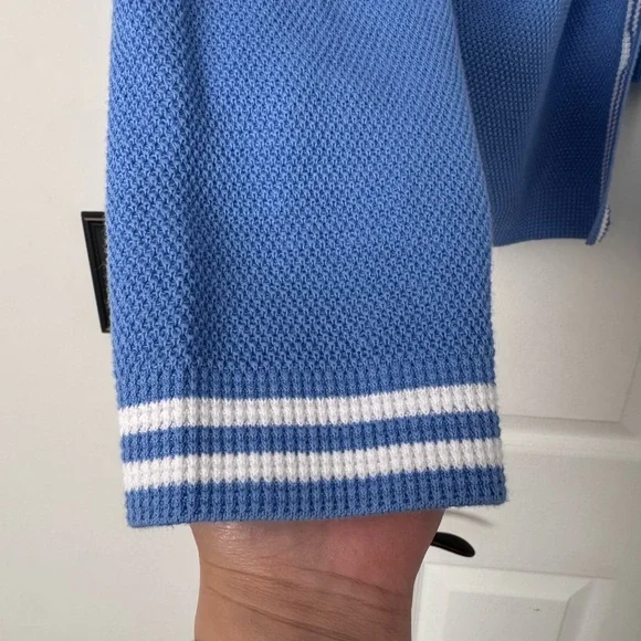 Women’s ALO Yoga Tennis Club Knit Cardigan in “Crystal Clear Blue/ White” Sz L 💙 - Picture 5 of 9